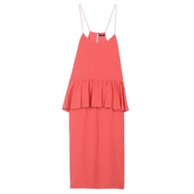 Silk Strappy Ruffle Dress