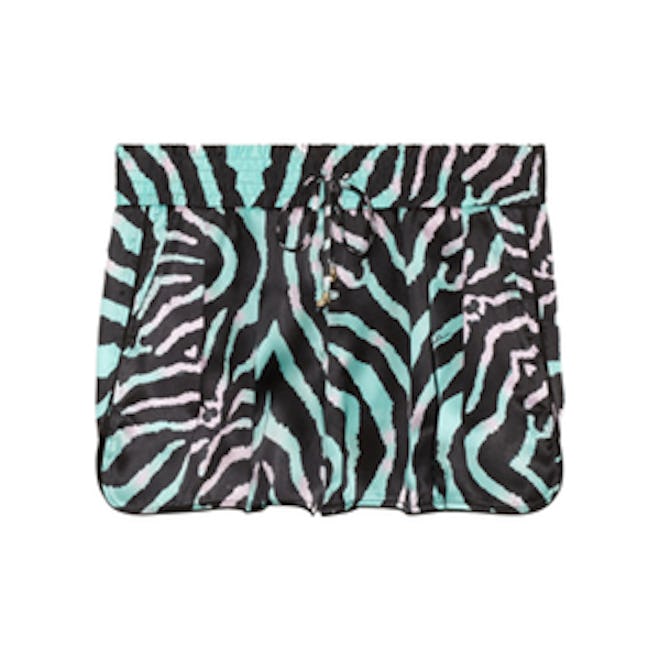 Zebra Print Silk Shorts