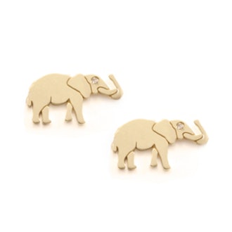 Exclusive 18K Gold & Diamond Elephant Studs
