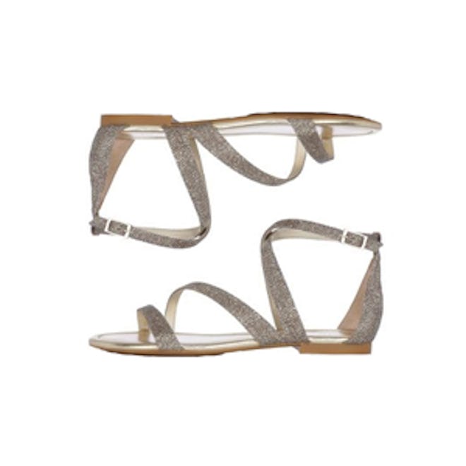 Asymmetric Lurex Flat Sandal