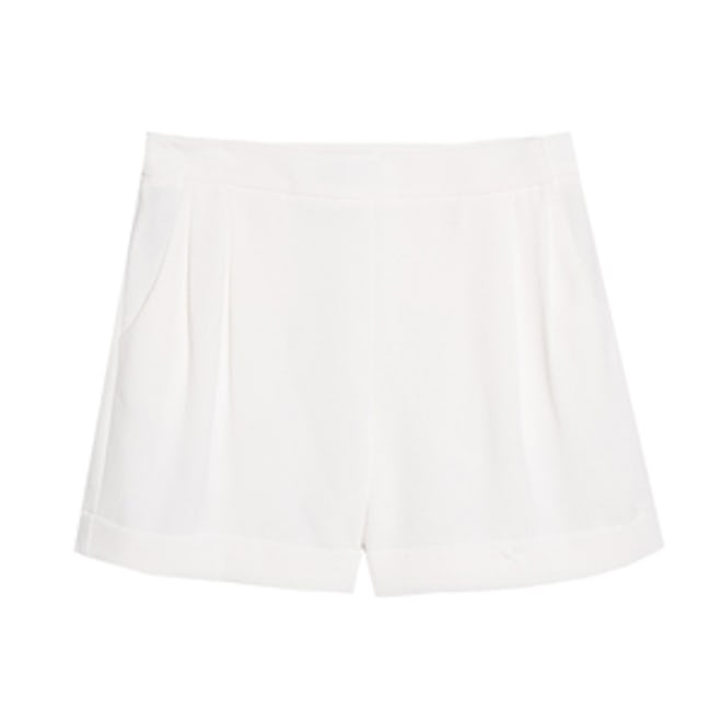 Textured White Shorts