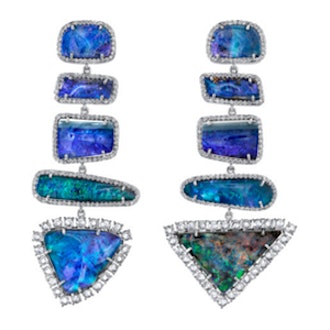 Boulder Opal And Diamond Earrings