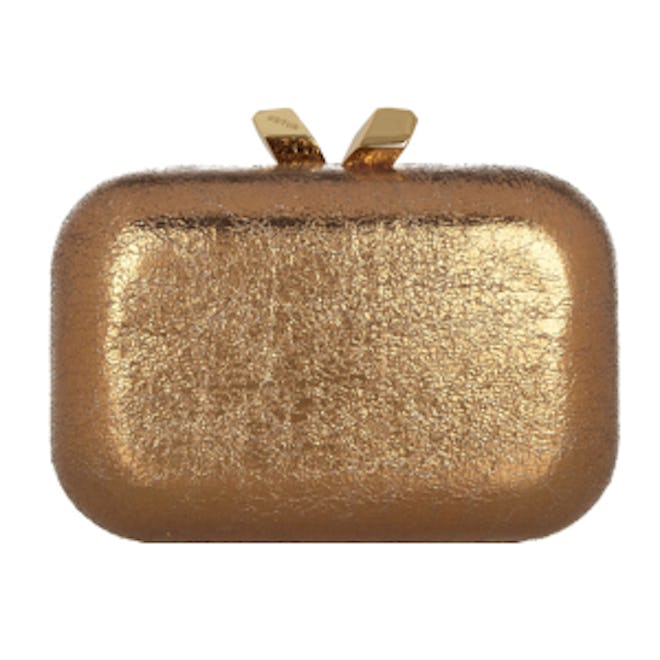 Margo Crinkle Metallic Box Clutch