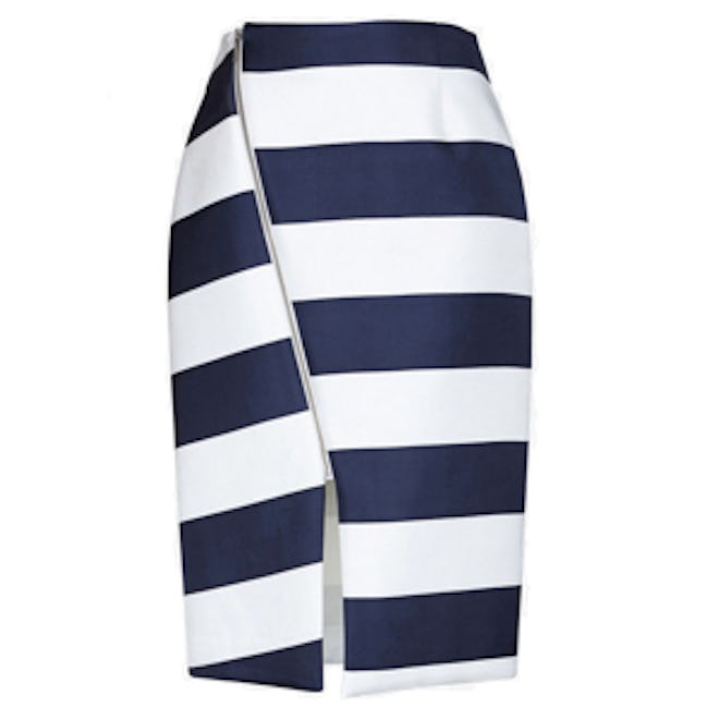 Angled Zipper Striped Skirt