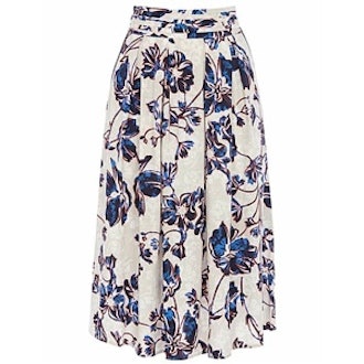 Outline Floral Midi Skirt