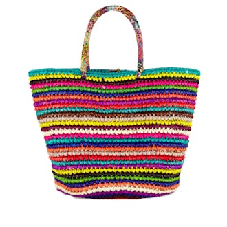 Maxi Patterned Toquila Straw Tote