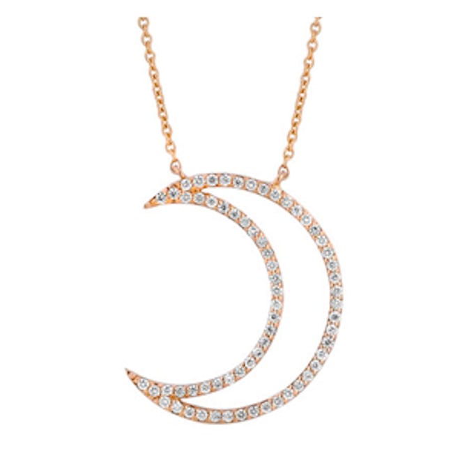 18k Rose Gold Large Moon Diamond Necklace