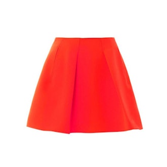 Vivid Red Pleated Short Skirt