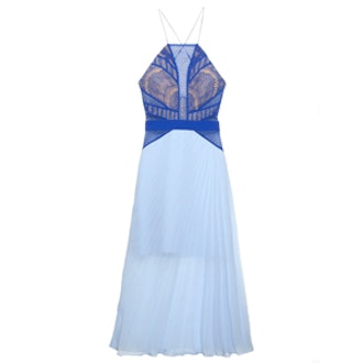 Blue Contrast Lace Dress