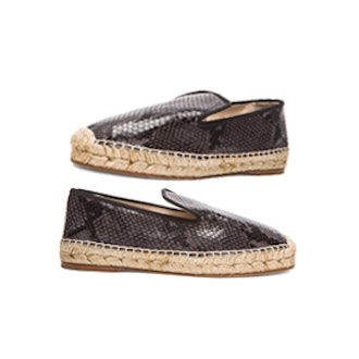 Python Printed Leather Espadrilles in Grey