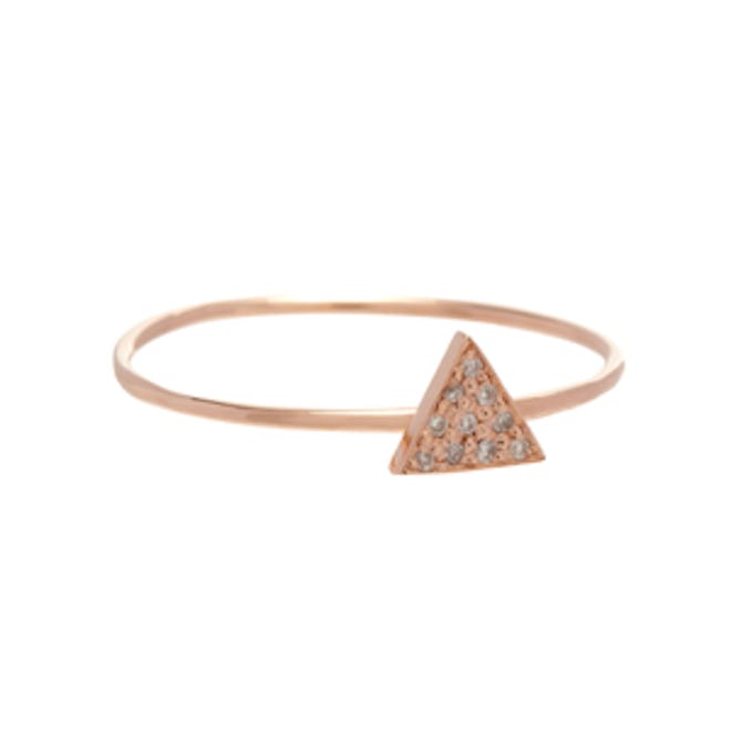 Diamond & Rose Gold Mini Triangle Ring
