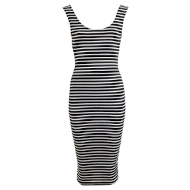 Stripe Twist Black Midi Dress