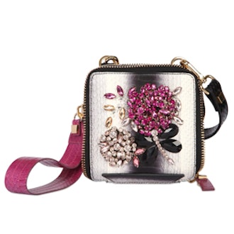 Embroidered Snakeskin and Leather Bag in Multi