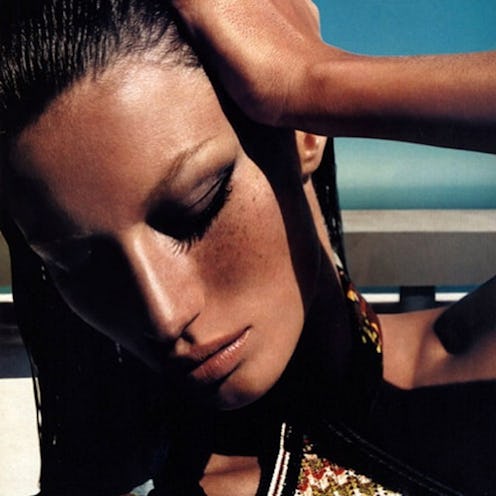 A closeup of a model in Charlotte Tilbury's melt-proof makeup 