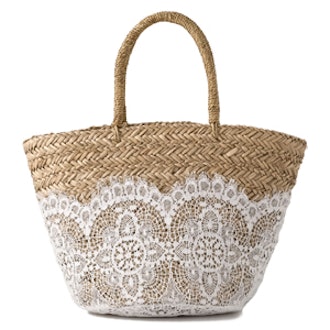 Lace and Straw Tote