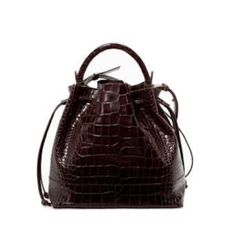 Croc Leather Bucket Bag