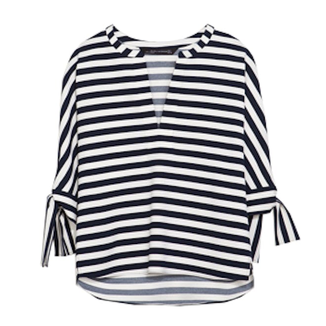 Striped Tie-Sleeve Blouse