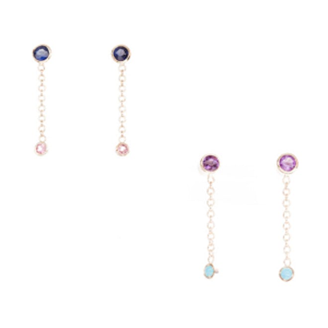 Birthstone Chain Drop Earrings