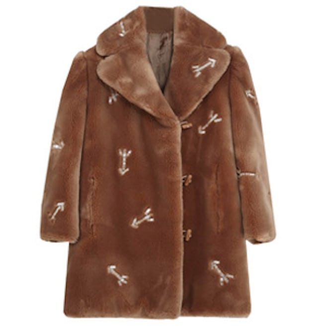 Embellished Faux Fur Coat