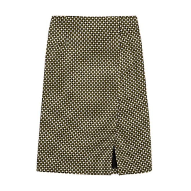 Printed Silk and Wool Pencil Skirt