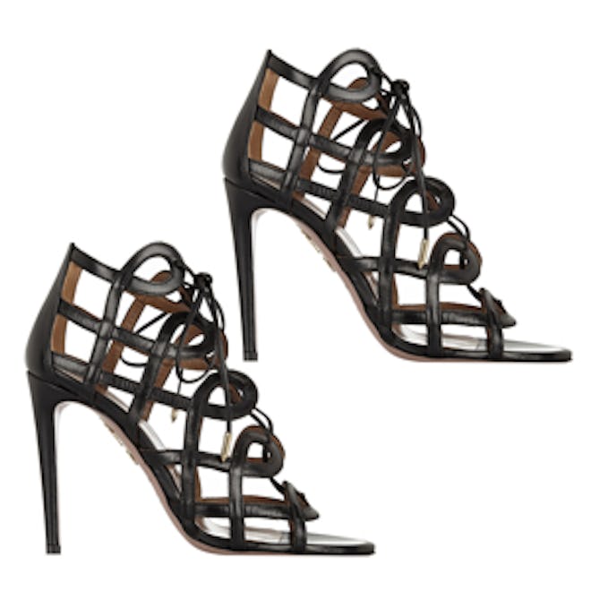 Olivia Palermo Cutout Leather Sandals
