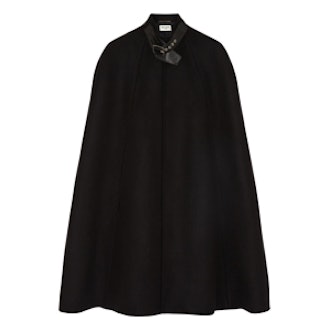 Leather-Trimmed Cape