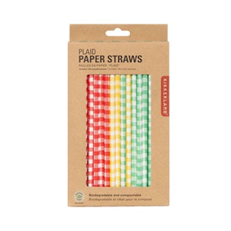 Gingham Paper Straws