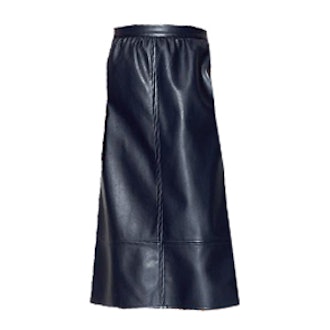 Collection Faux Leather Midi Skirt in Navy