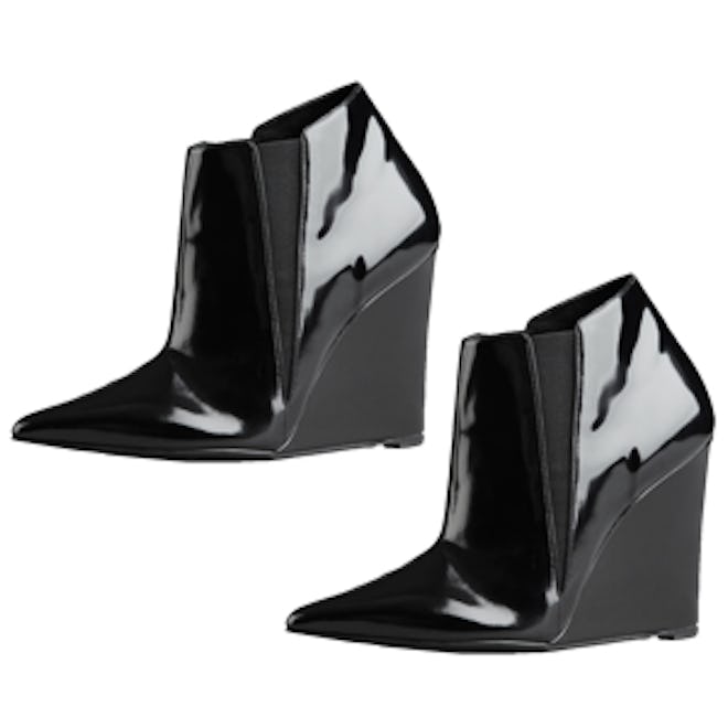 Patent Leather Wedge Ankle Boot