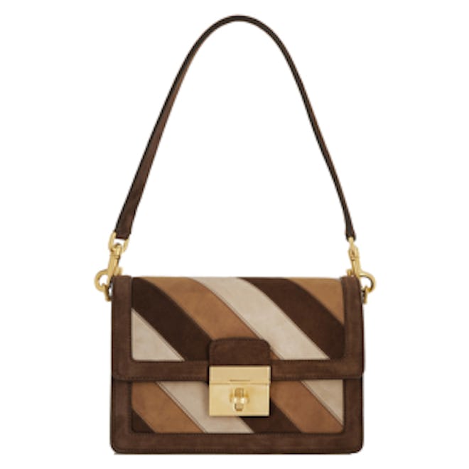 Stripe Suede Shoulder Bag