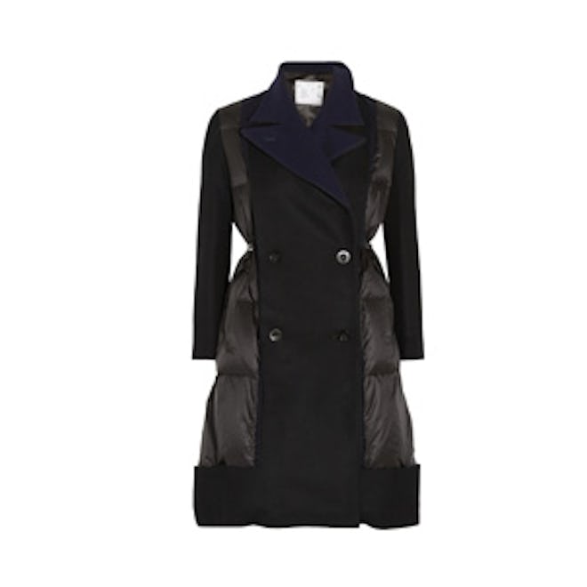 Wool Blend-Paneled Quilted Shell Coat
