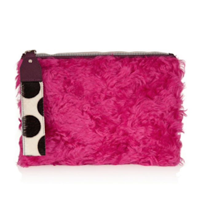 Shearling and Calf Hair Clutch