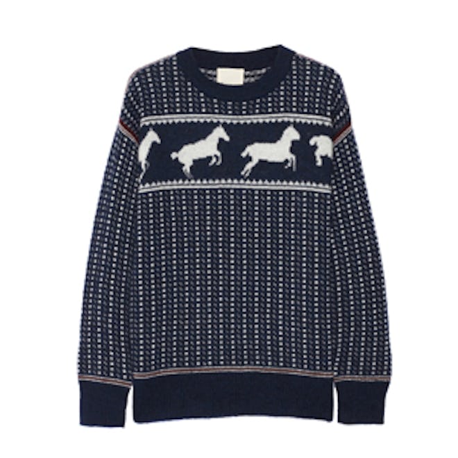 Fair Isle Horses Cotton Blend Sweater