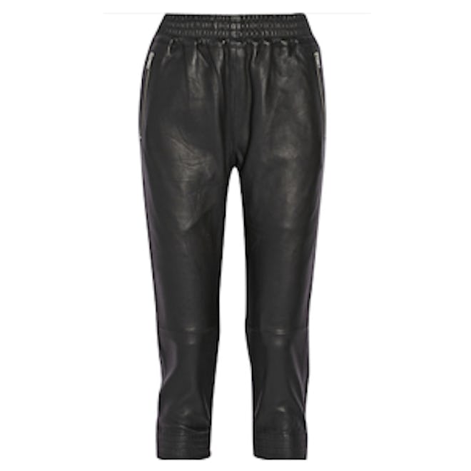 Cropped Leather Track Pants