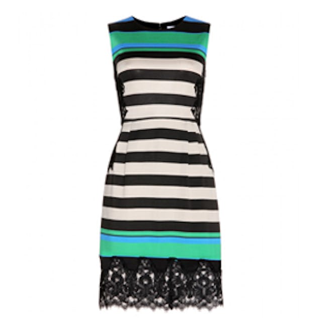 Lace Trimmed Striped Dress