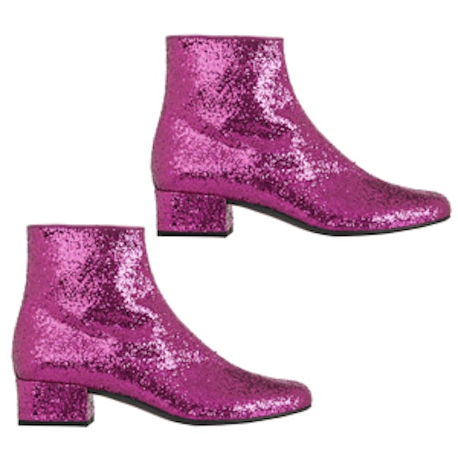 Glitter-Finished Ankle Boots