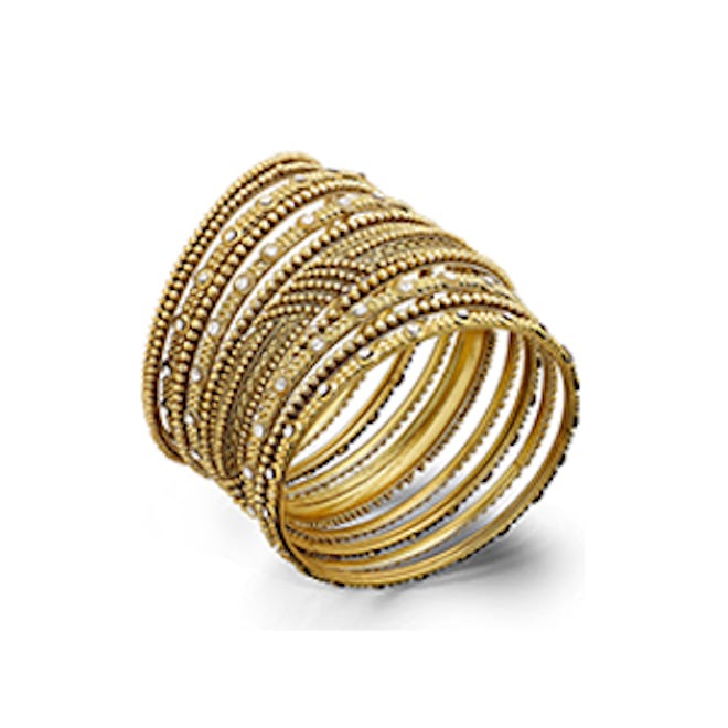 Gold Textured Bangle Bracelet Set