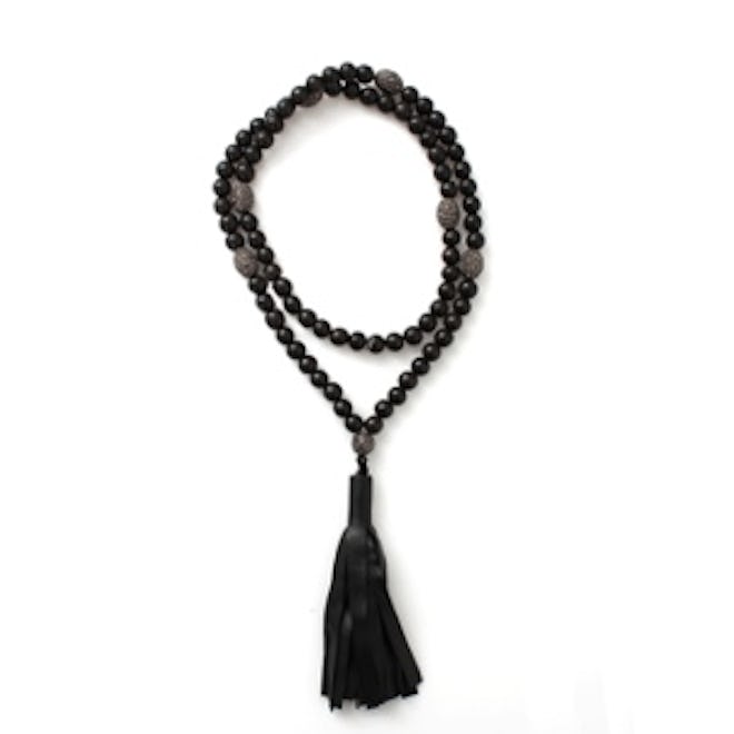 Wooden Beaded Tassel Necklace