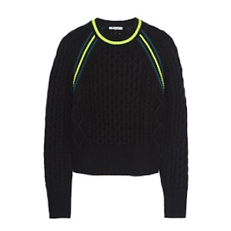 Neon Trimmed Cable Knit Sweater