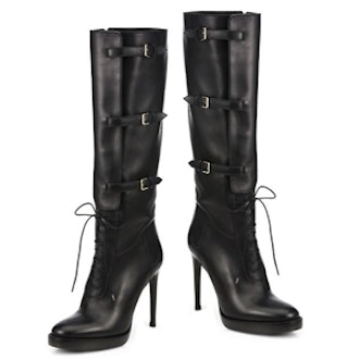 Knee-High Leather Platform Boots