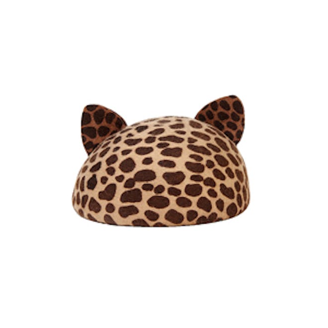 Leopard Print Beret with Cat Ears