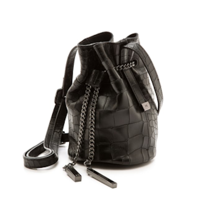 Croc-Embossed Mini Bucket Bag