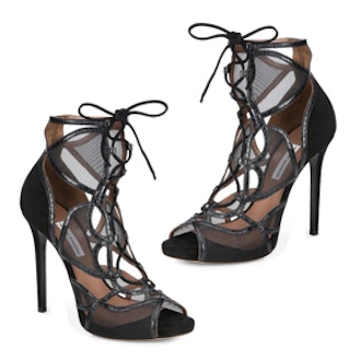 Calista Mesh and Suede Lace-Up Sandals