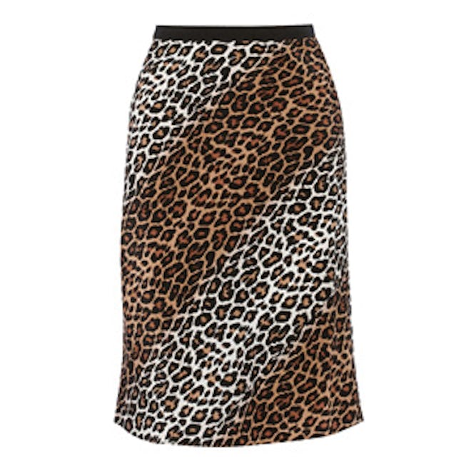 Adina Leopard-Print Silk Skirt
