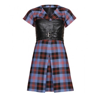 Plaid Wool and Leather Dress