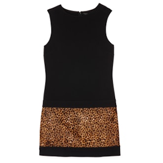 Bijou Leopard Print Sheath Dress With Calf Hair