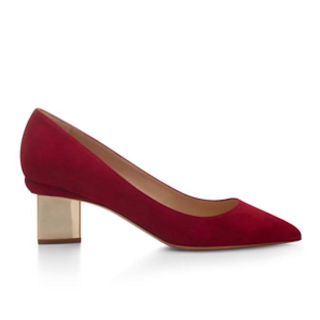 Suede Block Heel Pumps