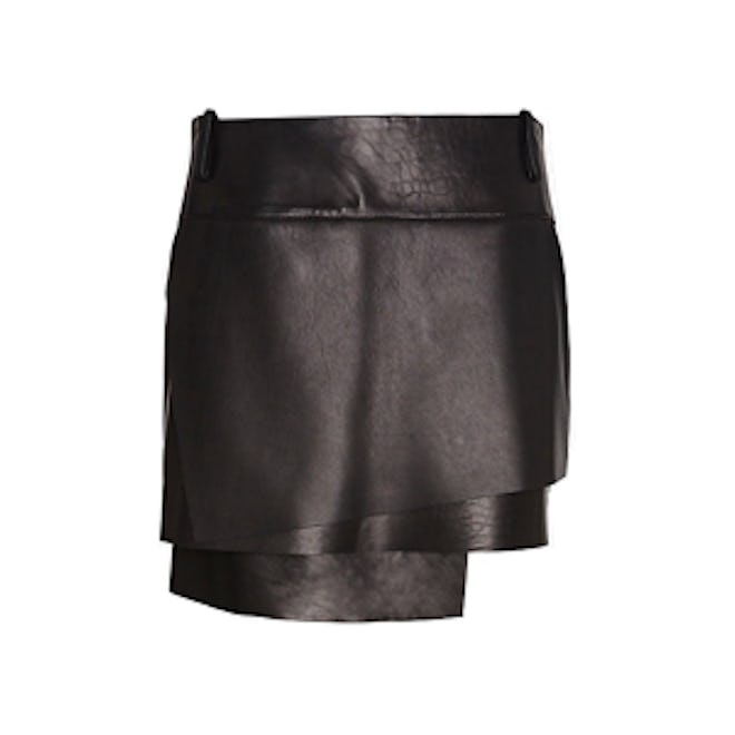 Petal Layered Leather Skirt