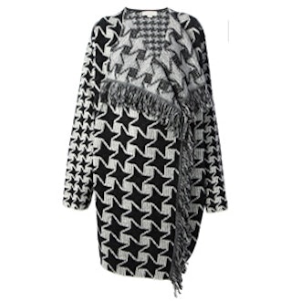 Houndstooth Fringe Coat