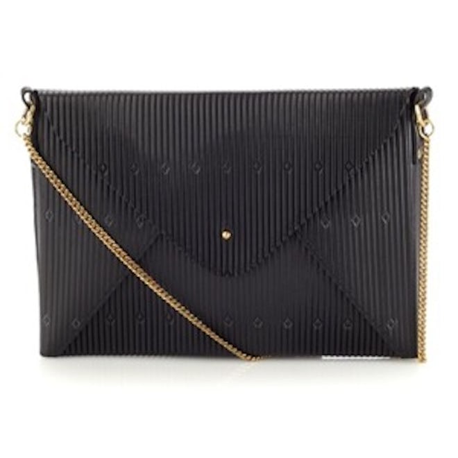 Black Embossed Leather Clutch